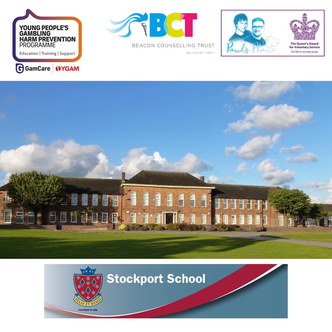 BCTNorthWest's tweet photo. Thank you to Stockport School for welcoming us into your school to deliver our Young People's Gambling Harms Prevention workshops as part of your โ#HealthyMindsโ curriculum. It was great working alongside other services to raise awareness of risk-taking behaviours. #GamCare #BCT https://t.co/AKJIn9NBjg