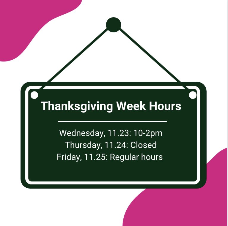 Store hours update! We hope everyone has a wonderful Thanksgiving and look forward to seeing on Friday for our Pink Friday Sale! 
•
•
#thanksgiving #community #shoplocal #shopsmall #shopsmallbusiness #thrift