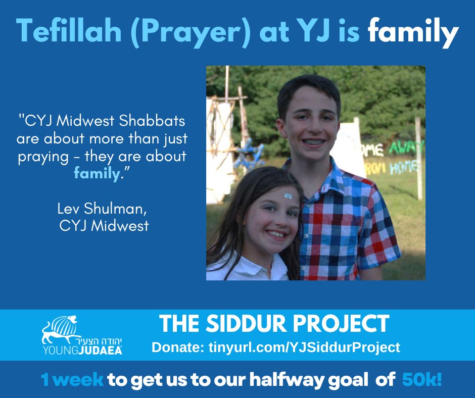 Thank you to everyone who has contributed so far to the Siddur Project! Help us get to our halfway goal of 50K this week to fund new siddurim for YJ!
Donate here: tinyurl.com/YJSiddurproject
Get involved here: tfaforms.com/5025952