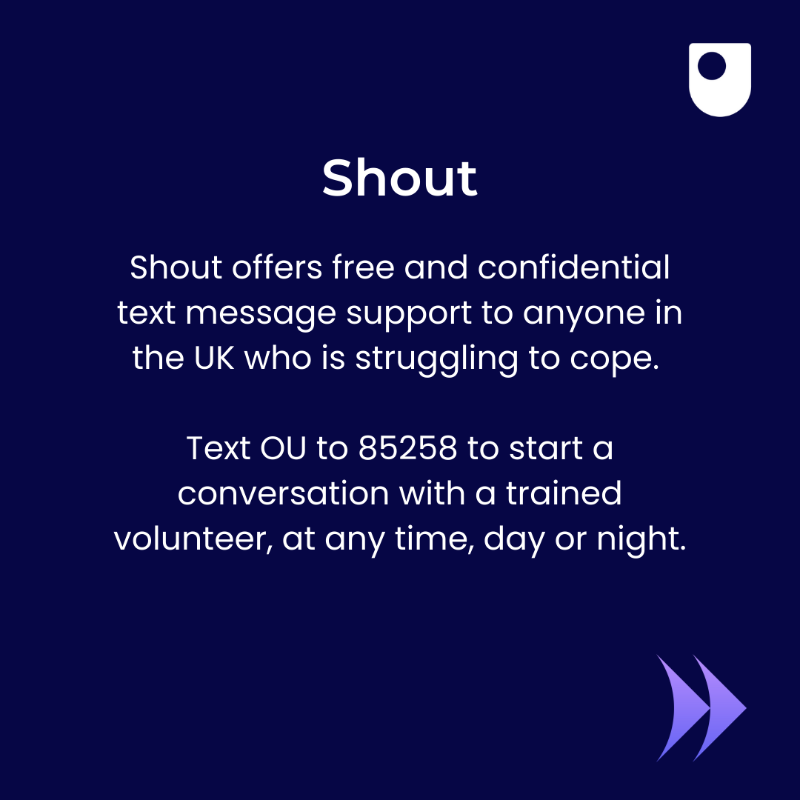 OpenUniversity's tweet photo. It's vital that we all take the time to consider our own mental health and wellbeing, as well as those around us.

Here is where you can access support 👇 #SafeguardingWeek