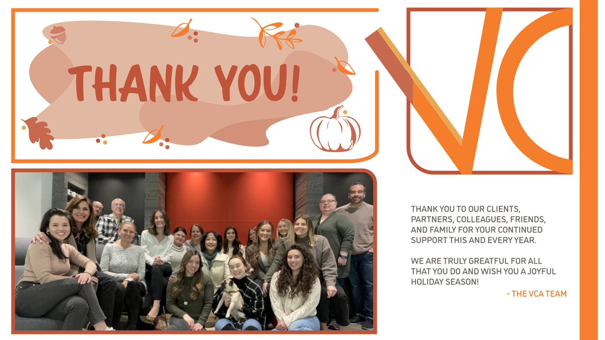 VCA_Arch's tweet photo. Happy Thanksgiving! The VCA team thanks you for your business, loyalty, and support. Have a happy and healthy holiday weekend! https://t.co/jjavriPxOt