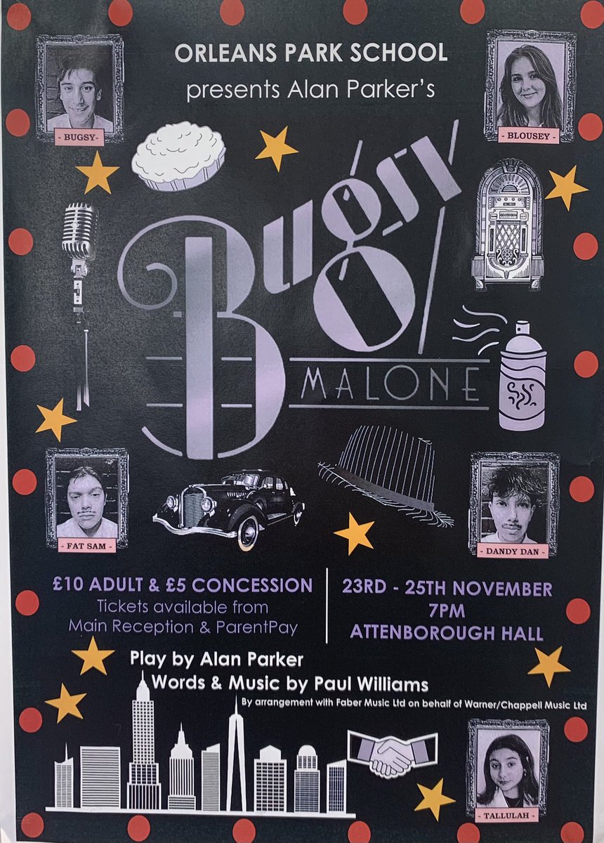 OrleansPark's tweet photo. Bugsy Malone… Opening night tonight!!! Congratulations to all the cast and crew.. you’ve worked so hard and tonight you’re going to smash it!!! 🎭🎵🎤#musical #theatre #production #showtime https://t.co/U5x7BTzEoW