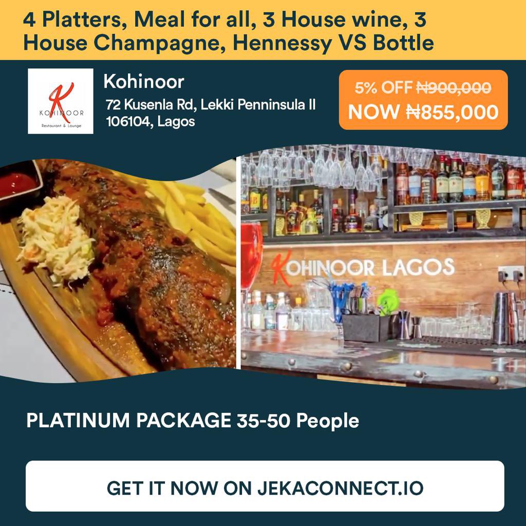 JekaConnect's tweet image. King-sized treatment fit for the royalty in you. 
Experience the platinum package at @KohinoorLagos exclusive to Jekaconnect. 
Visit jekaconnect.io to get the app.
