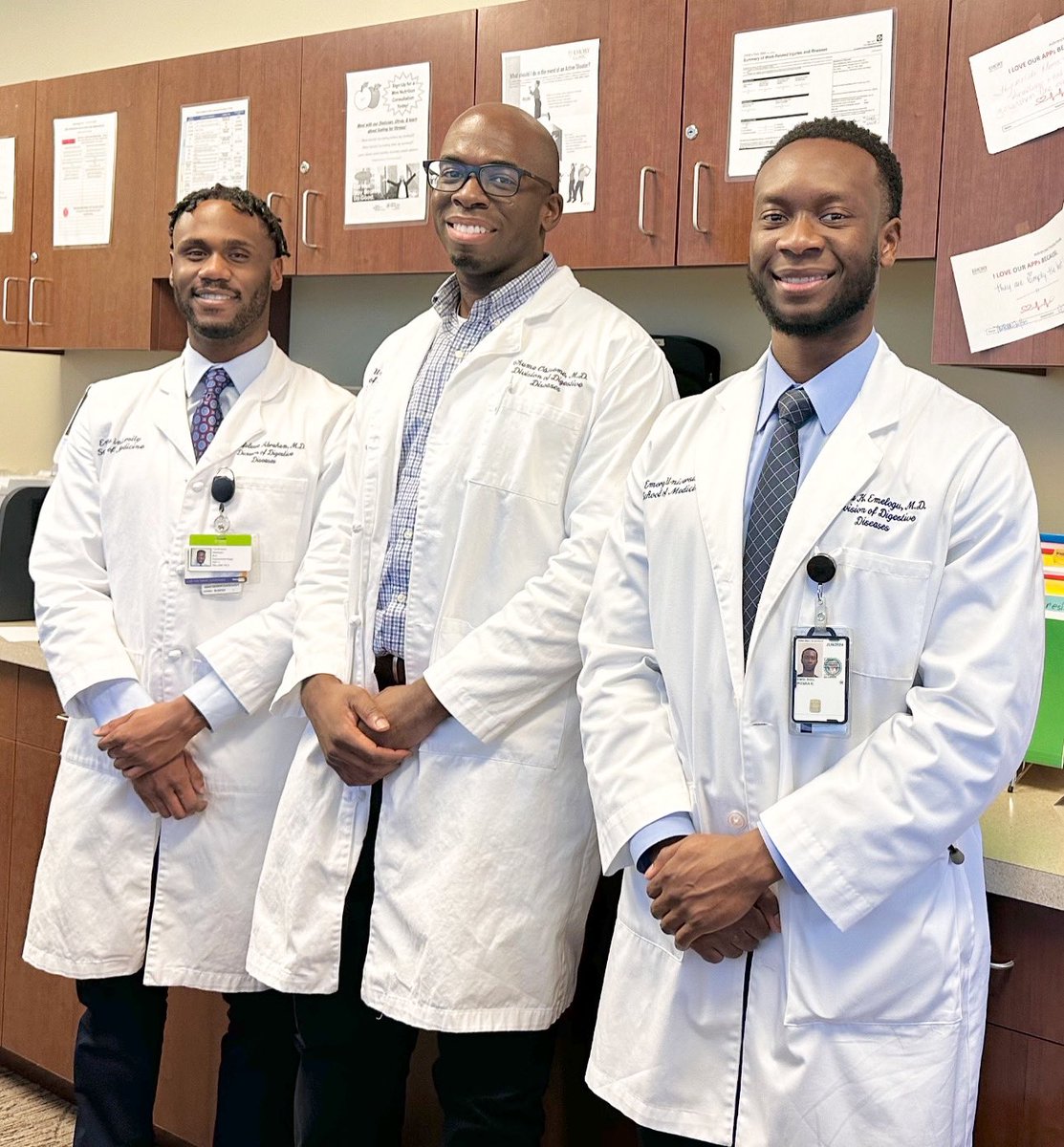 Emory Gastroenterology and Hepatology Fellowship (@emorygastrohep) on Twitter photo Shout out to three of our GI fellows! Just over a year ago they piloted the Fellow Clinic at Emory St. Joe. Since then @DrFiyin, <a href="/TypicallySilent/">Chuma G. Obineme, MD</a>, and Dr. Emelogu (pictured left to right) have all been providing excellent patient care. 👏🤩 👏
#GITwitter #GIFellows #FutureOfGI Shout out to three of our GI fellows! Just over a year ago they piloted the Fellow Clinic at Emory St. Joe. Since then @DrFiyin, <a href="/TypicallySilent/">Chuma G. Obineme, MD</a>, and Dr. Emelogu (pictured left to right) have all been providing excellent patient care. 👏🤩 👏
#GITwitter #GIFellows #FutureOfGI