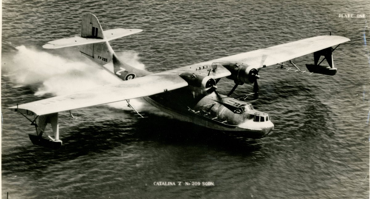 A Consolidated PBY Catalina of 209 Sqn Royal Air Force. 
Originally equipped with the awful SARO Lerwick, Number 209 Squadron converted to these very 'useful' American built boats soon after leaving  RAF Pembroke Dock in January 1941 and they would never return to PD again!