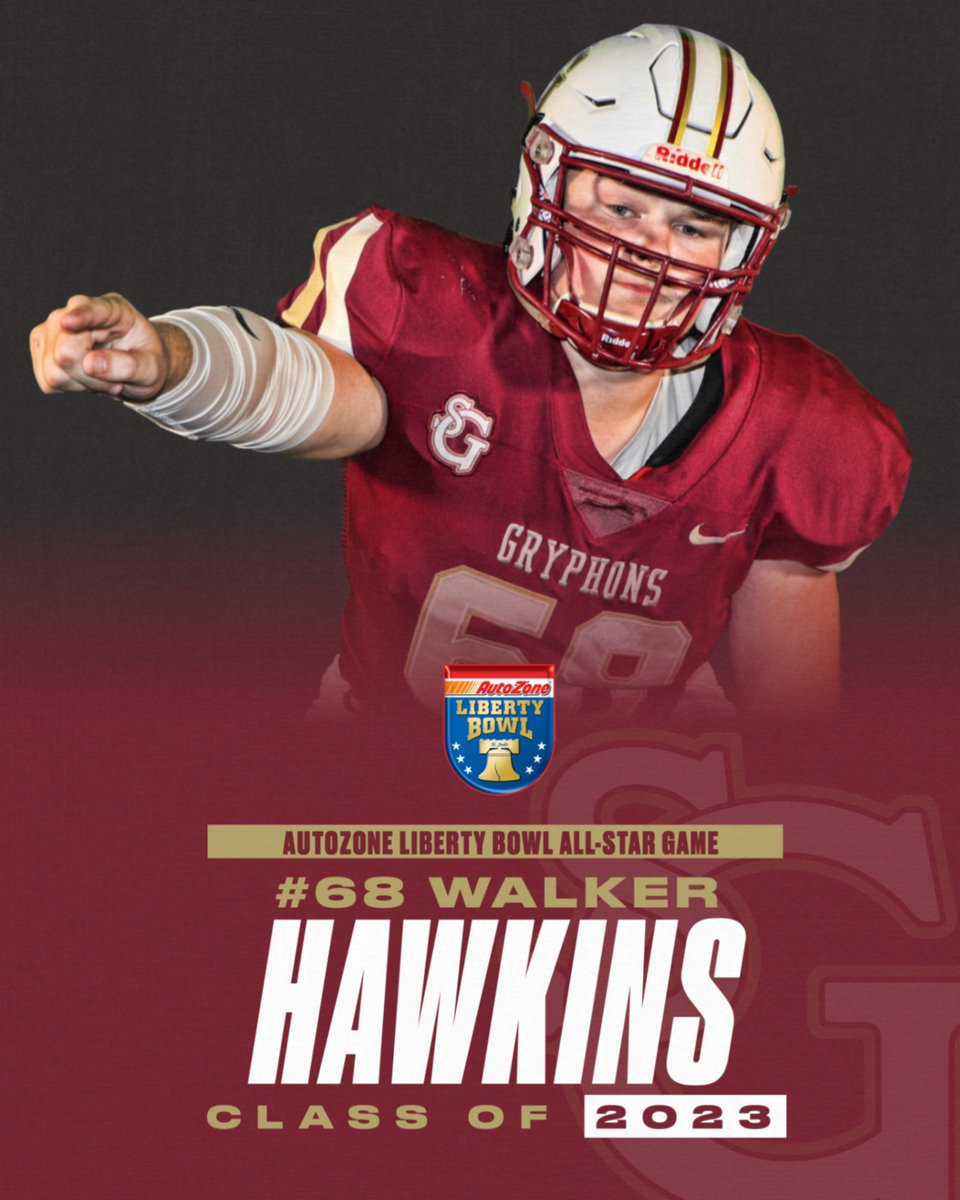 Congratulations to Walker Hawkins '23, who will be representing St. George's in the AutoZone Liberty Bowl All-Star Game! Way to go Walker!

#GoGryphons
