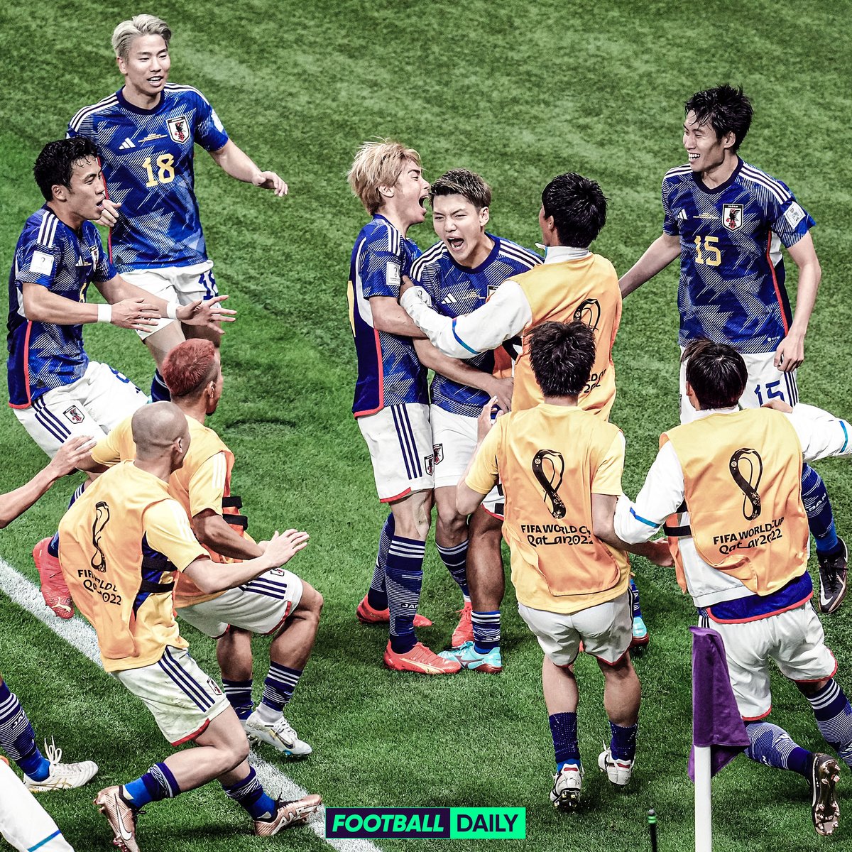 footballdaily's tweet photo. 𝐉𝐀𝐏𝐀𝐍 𝐋𝐄𝐀𝐃  🇯🇵 

#GERJPN #FIFAWorldCup https://t.co/R3B239JMQF