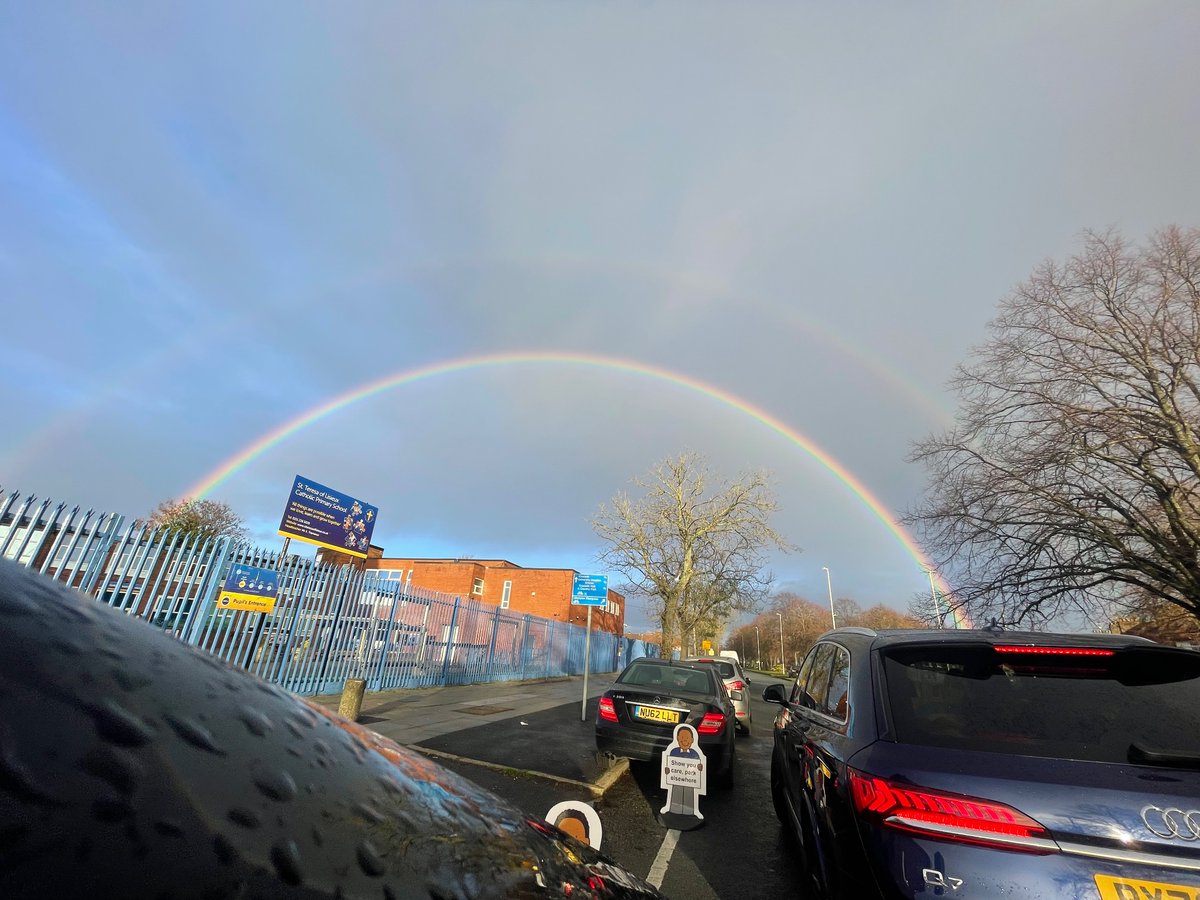 Gorgeous double rainbow over school at home time 🌈🌈 <a href="/teresaoflisieux/">St Teresa of Lisieux Catholic Primary Academy</a>
