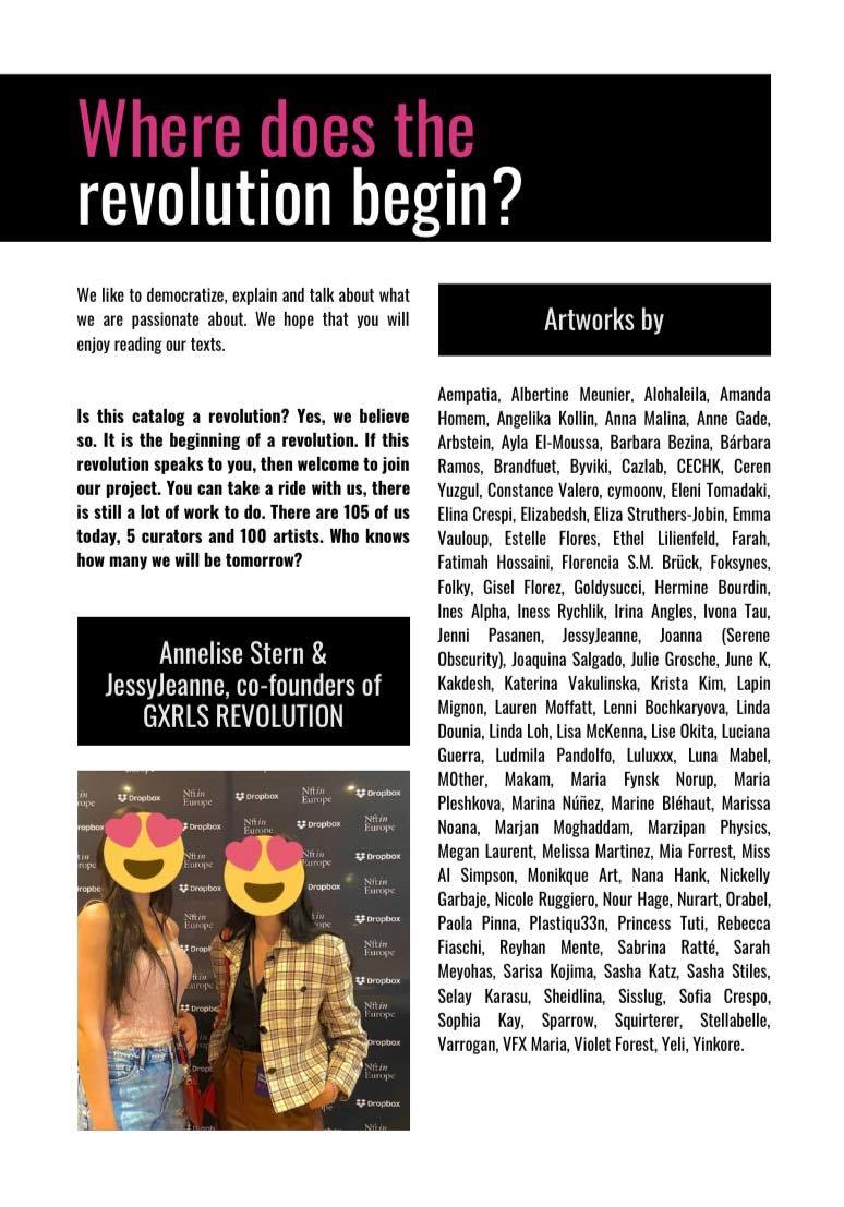 💜 The catalog featuring 100 womxn artists to follow in the NFT space was just sent to your inbox 💜 

"OGs are not all men, if that is necessary to say, and some of them are in this catalog." <a href="/LHOOP_/">Léa</a> 

THREAD