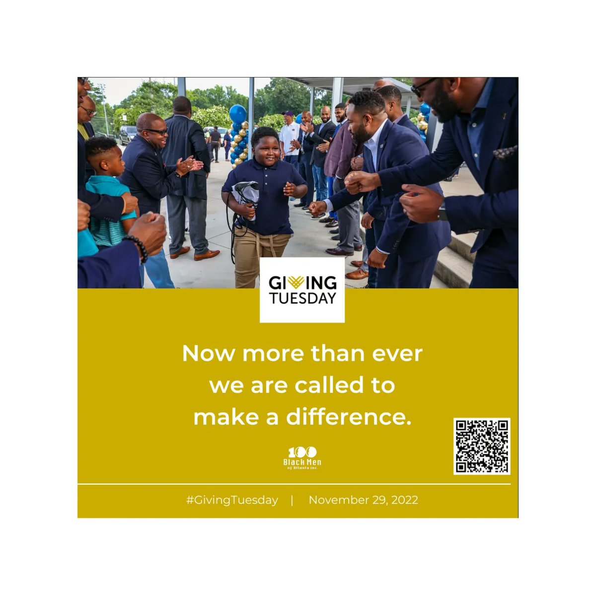 Giving Tuesday is only 1 week away! Will you support 100 Black Men of Atlanta on the biggest giving day of the year?

Click on this link lnkd.in/d-ikwj3n to DONATE.

#GivingTuesday #dayofgiving #giveback #givingtuesday2022 #100BlackMenOfAtlanta