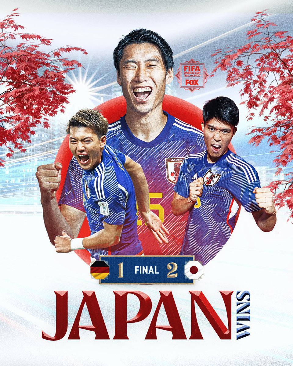 FOXSoccer's tweet photo. JAPAN UPSETS GERMANY 🇯🇵🙌 https://t.co/AGSDqjhAas