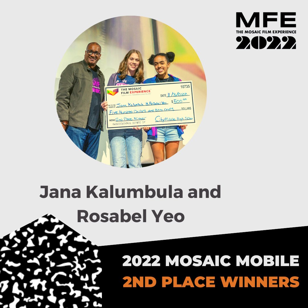 MosaicFilmExp's tweet photo. Congrats, Jana and Rosabel, for winning 2nd place in this year’s Mosaic Mobile competition. Jana and Rosabel’s inspirational short film, “The Journey to Together,” touches on how important it is to have people in your life. Read more: https://t.co/Tx4BGFGCrQ #MosaicMobile https://t.co/ScFZsxdu6I