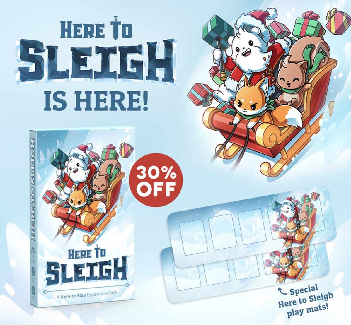 Unstable Games on X: In this NEW Here to Slay expansion pack, you'll find  new card types, fun holiday artwork, and a brand new win condition! ❄️ Here  to Sleigh is available