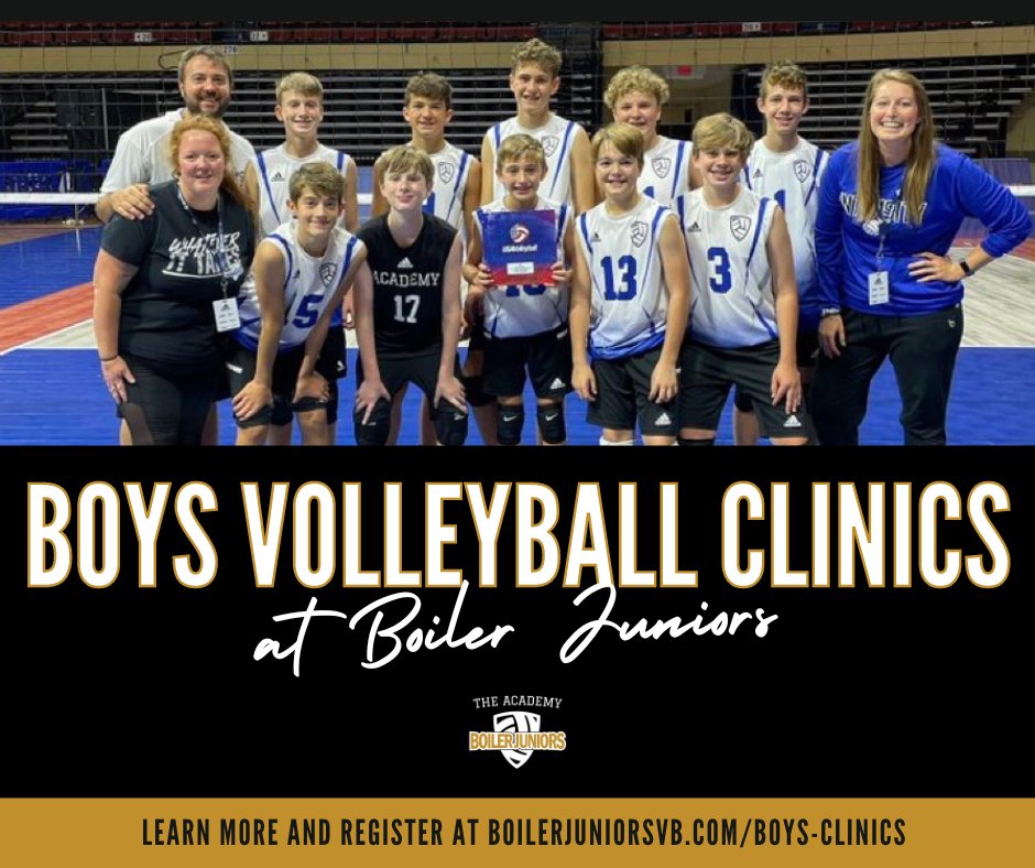 BoilerJuniorsVB's tweet photo. We are excited to offer Boys' Volleyball Clinics at Boiler Juniors! Open to all boys, 7th-12th grade. All experience levels are welcome!

◾ December 18 (FREE!)
◾ January 8
◾ February 5
◾ February 19

Join us! Learn more and register at https://t.co/7Sxuhhv27G! https://t.co/dGJXzlirfi