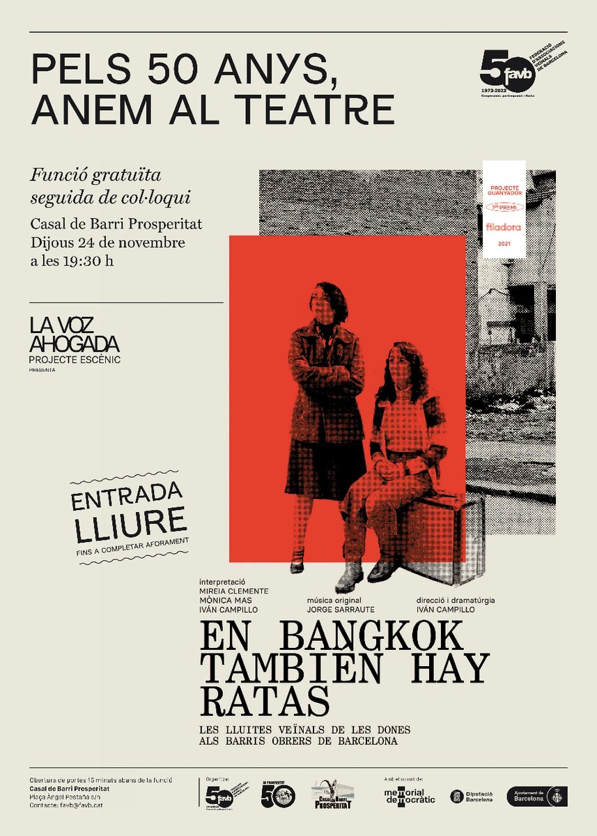 CasalBProspe's tweet photo. 🔎 Atentes a les activitats d'aquesta setmana!
🎭 Dijous 24, a les 19:30 h ➡️ #Teatre: EN BANGKOK TAMBIÉN HAY RATAS
🎭 Divendres 25, a les 20 h ➡️ #Teatre: ESTIMAR SENSE MORIR
🎸 Dissabte 26, a les 13 h ➡️ #Vermutsical: EL LEÓN Y SUS SECUACES
ℹ️ https://t.co/gklMSL3boV https://t.co/AmgJQ4cKKe