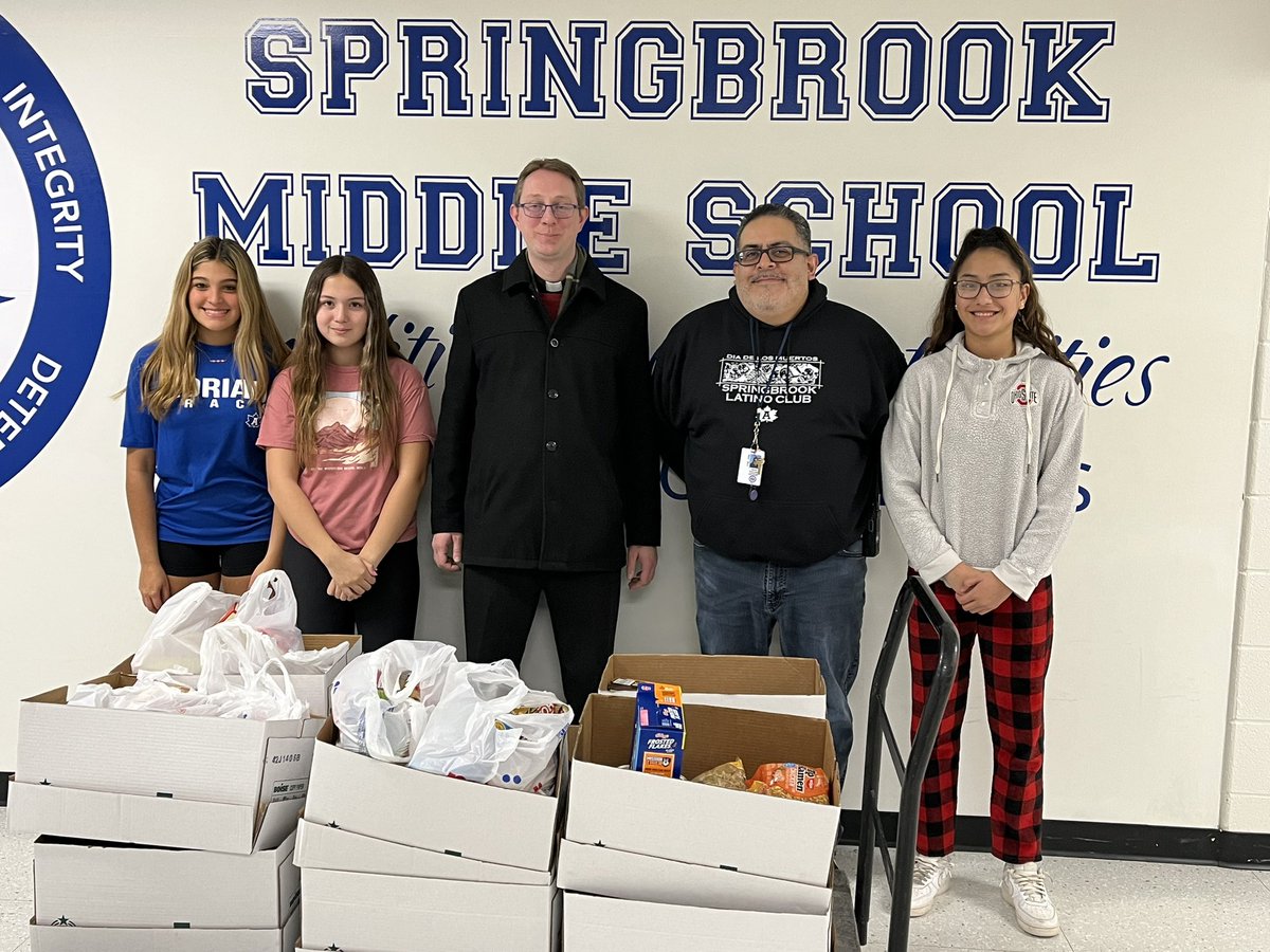 Thank you to Springbrook Middle School Latino Club here in <a href="/AdrianMI/">City of Adrian</a> for donating 9 boxes of food to our parish food pantry and St. Vincent de Paul Society! Thank you for helping us feed others this #Thanksgiving2022