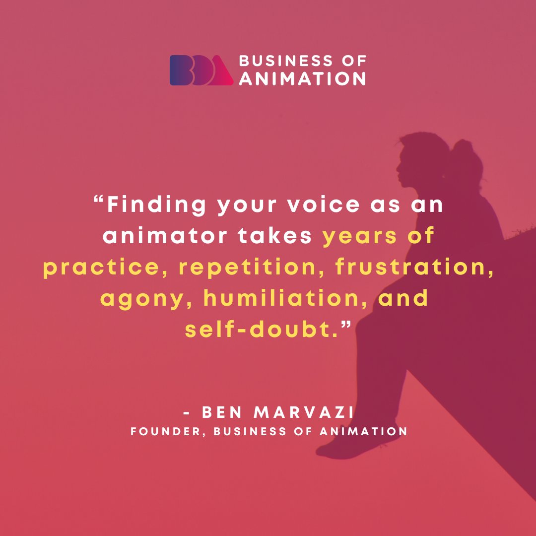 animationbiz's tweet photo. “Finding your voice as an animator takes years of practice, repetition, frustration, agony, humiliation, and
self-doubt.”

-Ben Marvazi, Founder of Business of Animation

Want to Start and Build Your Own Animation Studio? Link in bio.

#AnimationQuote #AnimationQuotes https://t.co/WUfvSqdj2q