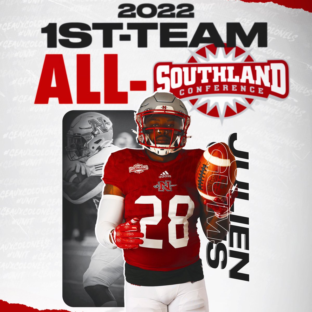 Nicholls_FB's tweet photo. 𝐉𝐔𝐋𝐈𝐄𝐍 𝐆𝐔𝐌𝐒

For the second time in his career, Gums named All-Southland First Team at running back #uNit https://t.co/ch1p3VTbxs