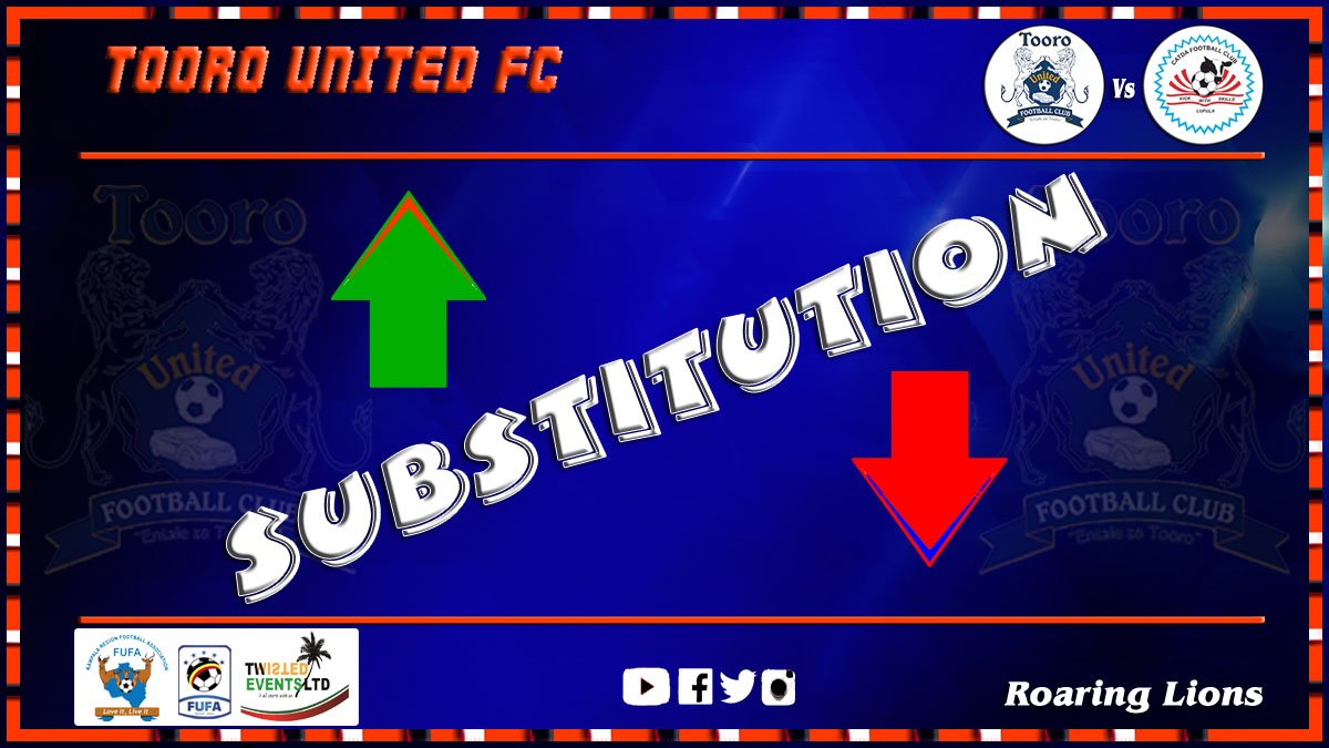 castle_256's tweet photo. 57' SUBSTITUTION: 🔄
ON: Okiror Victor
OFF: Gonzaga Cazorla

#TooroUnited | #CatdaFC
#RoaringLions 🦁
#FUFARegionalLeague https://t.co/BuEJMBt4QW