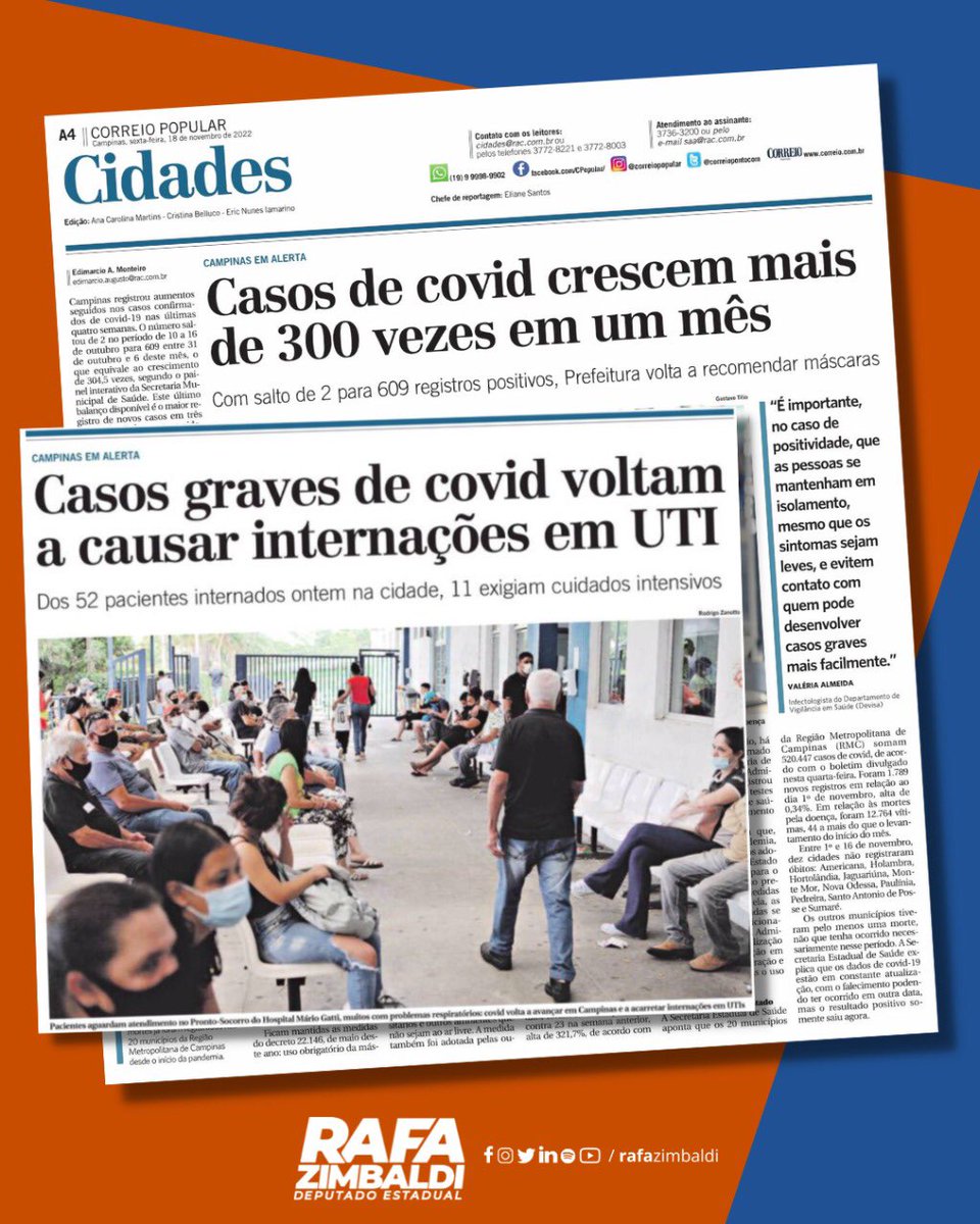 ZimbaldiRafa's tweet photo. Meus amigos e amigas, vejam. Não precisamos no alarmar, até porque tomamos as vacinas, mas é importante retomar alguns cuidados. Enquanto o fim da pandemia não chegar, os especialistas recomendam algumas precauções, em especial para as festas. #campinaseregiao #rafazimbaldi https://t.co/9M8WmMXdHs