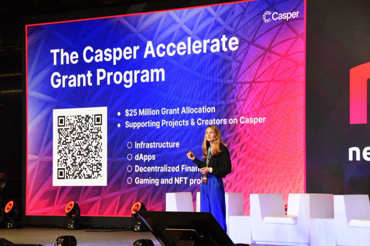 JUST IN from <a href="/nextblockexpo/">Next Block Expo</a>: 
We're glad to announce the launch of a $25M Casper Accelerate Grant Program. 

This fund will support learning, development, and innovations in Infrastructure, #dApps, #DeFi, #Gaming &amp; NFTs.

Learn more 👇 
casper.network/accelerate