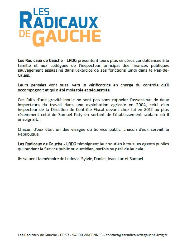 Radicaux_Gauche's tweet photo. #CommuniquéDePresse 
#Communiqué des #RadicauxDeGauche #LRDG
#assassinat #bullecourt #DGFiP https://t.co/eWUTDYVG3U