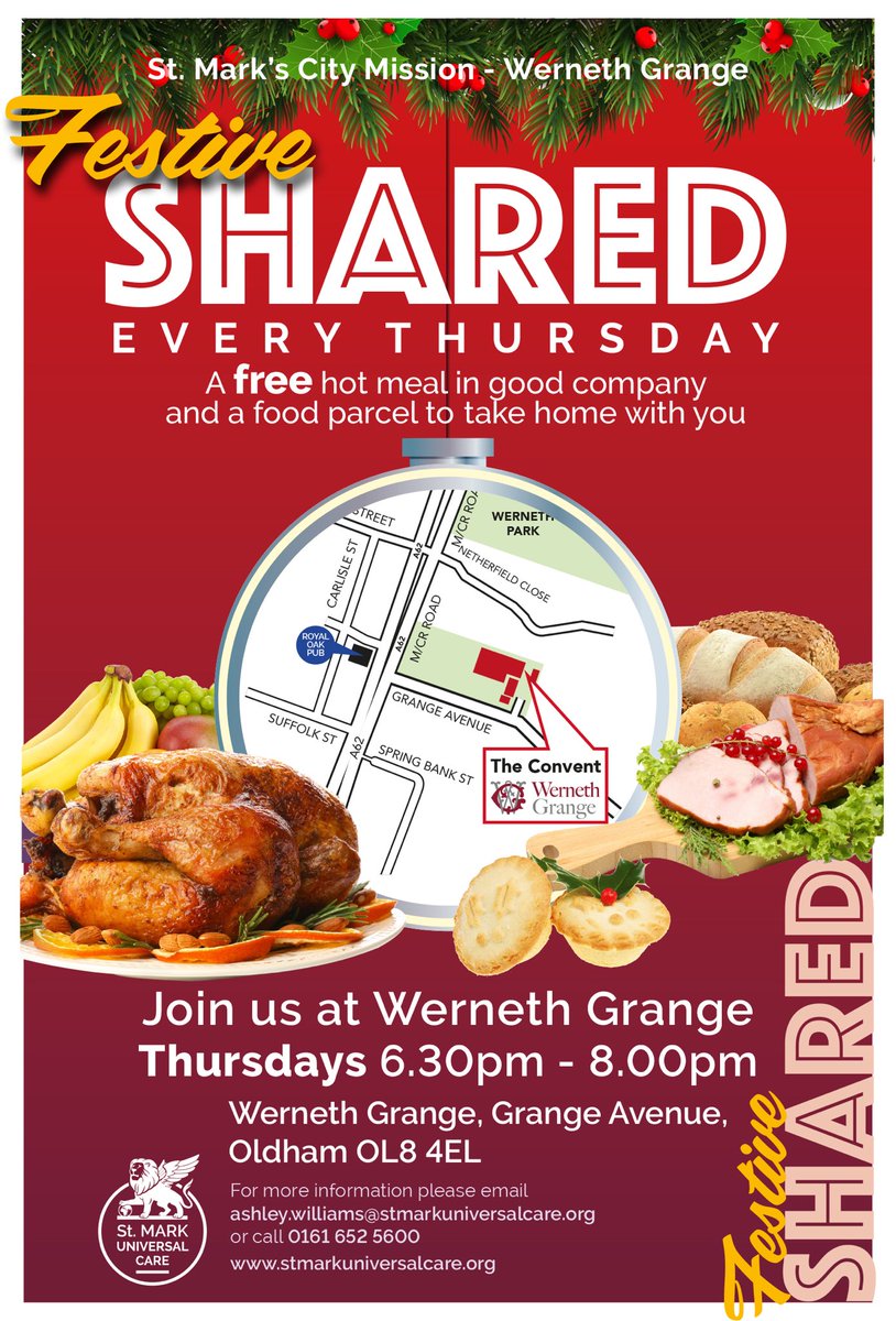Thursday night shared meals will be continuing at Werneth Grange on Grange Avenue throughout the festive period 🎄🤶🏻 Please help spread the word #Oldham #foodbanks
