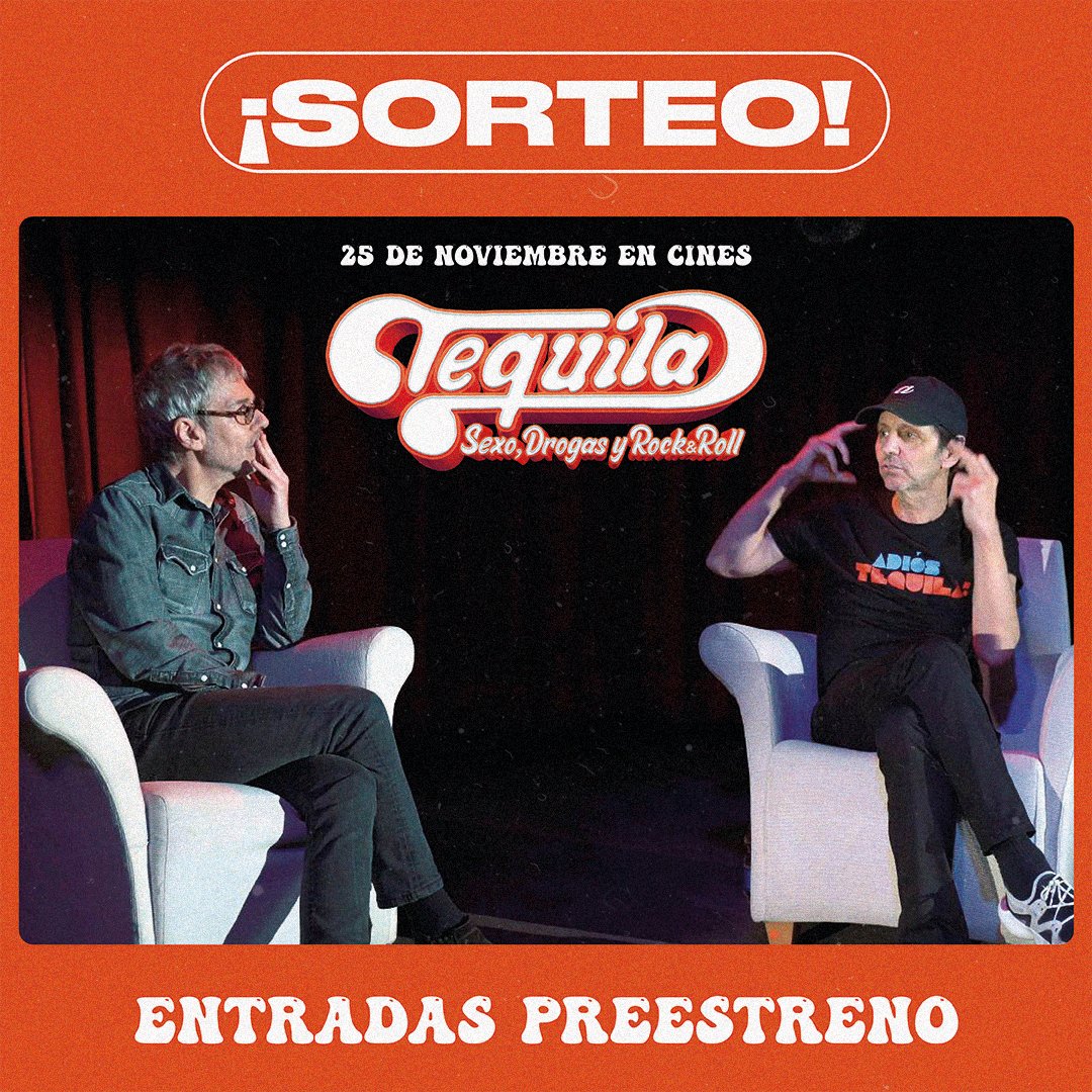 💥¡SORTEO EXPRÉSS! Asiste al preestreno de #TequilaSexoDrogasYRockAndRoll el jueves 24 de noviembre en <a href="/CinesRenoir/">Cines Renoir</a> a las 20h. Sorteamos 5 entradas dobles🎟️

Para ello: RT + seguir a <a href="/karmafilms/">Karma Films</a> y <a href="/morenafilms/">Morena Films</a>.

¡Os contactaremos el 24 por la mañana, estaos atentos! 📱