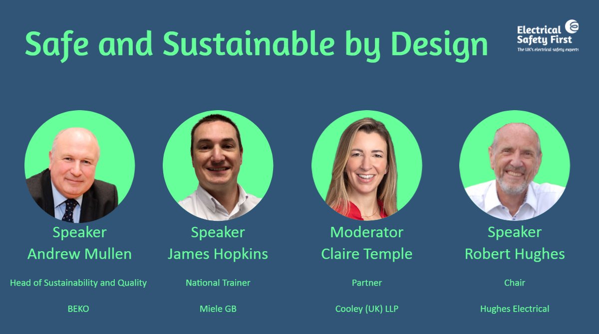 ElecSafetyFirst's tweet photo. We’re now looking at alternative approaches in design and circular economy models to meet net zero targets and find solutions.
@CooleyLLP Partner, Claire Temple, is joined by representatives from @Miele_GB, @BekoUK and Hughes Electrical.
#EPSC22 #saferproducts https://t.co/46aUcm7ltQ