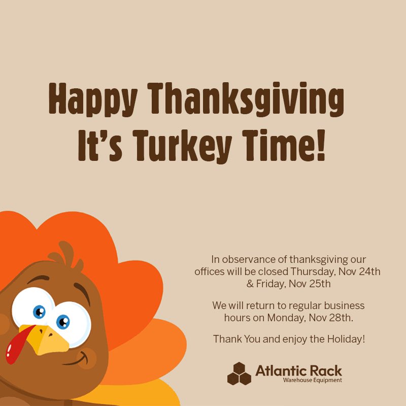 atlantic_rack's tweet photo. We want to thank all our customers and vendors for all you do to keep our company moving forward.

We’re genuinely thankful for all your support and look forward to continue strengthening our relationship in the future.

#happythanksgiving #turkeyday https://t.co/Fkgqy6z03R