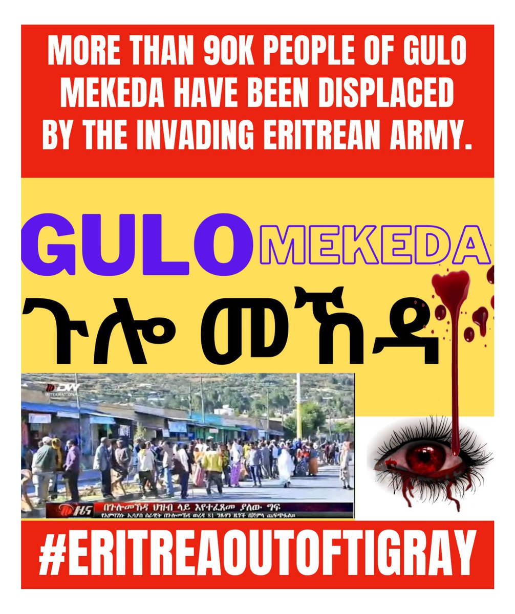 selu___21's tweet photo. More than 90K people of 
#Gulo_Mekeda have been displaced by the invading 🇪🇷|n army. 
+81 civilians were killed and 48 people were abducted in the past week.
Dear: @WhiteHouse &amp; @UN unless withdrawal of #EritreaOutOfTigray❗️😥 is confirmed many Tigrayans will be killed. https://t.co/OU4UW81Ved