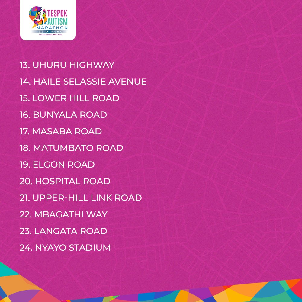We bring to your attention the roads covered during our upcoming marathon for children with autism. The roads will be closed from 1 a.m. this Sunday, 27th Nov. 

We apologise for any inconvenience caused &amp; urge you to plan alternative routes. Thank you for your understanding.