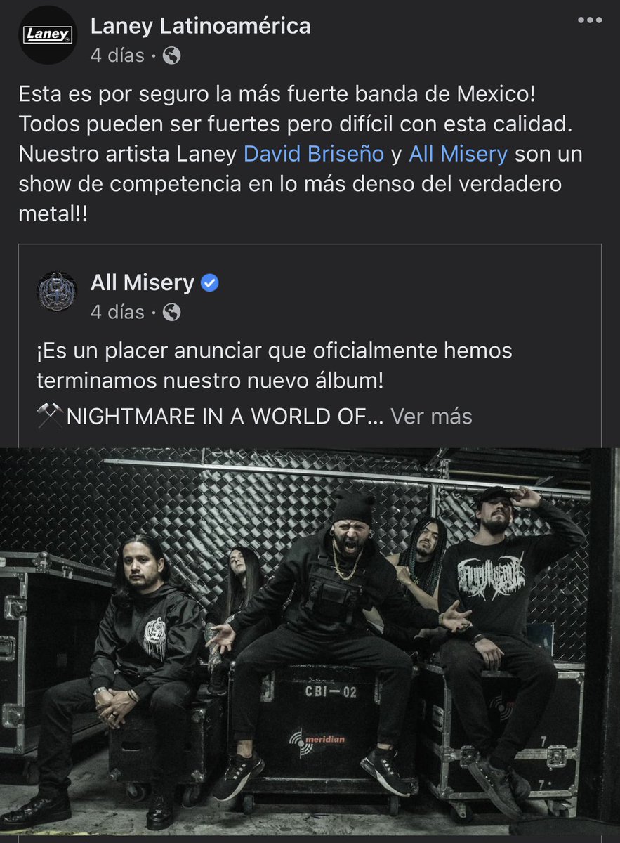 DavidBrisenoC1's tweet photo. ¡Laney Latinoamérica lo sabe!
All Misery x 2023
@laneyamps | @AllMiseryMetal
#PlayReal https://t.co/sScoGP32dh