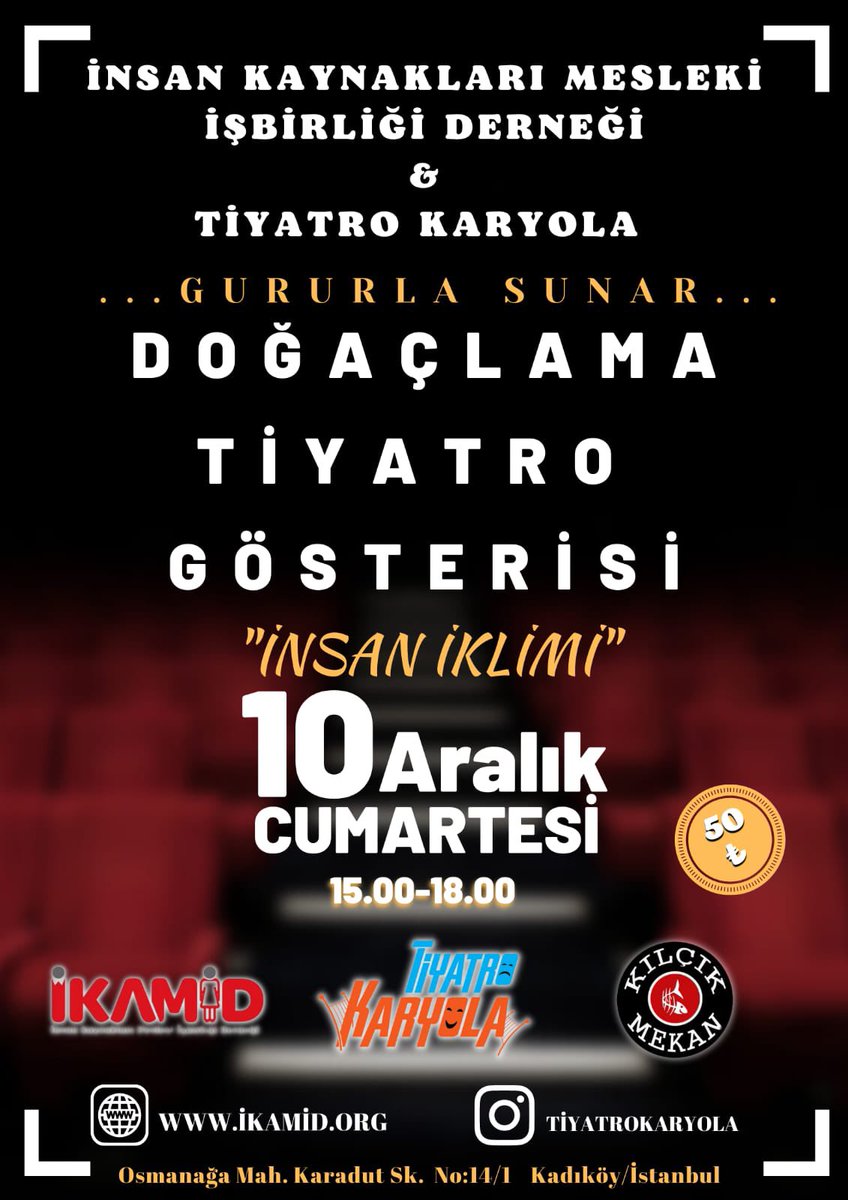 Değerli Meslektaşlarımız,
Mesleğimizden kesitleri, sanatla ifade etmeye çalıştığımız gösterimizde buluşmak dileği ile...

Biletler : Biletinial ve Biletix'de
lnkd.in/dQ-CpNuf
lnkd.in/dh26ykXC