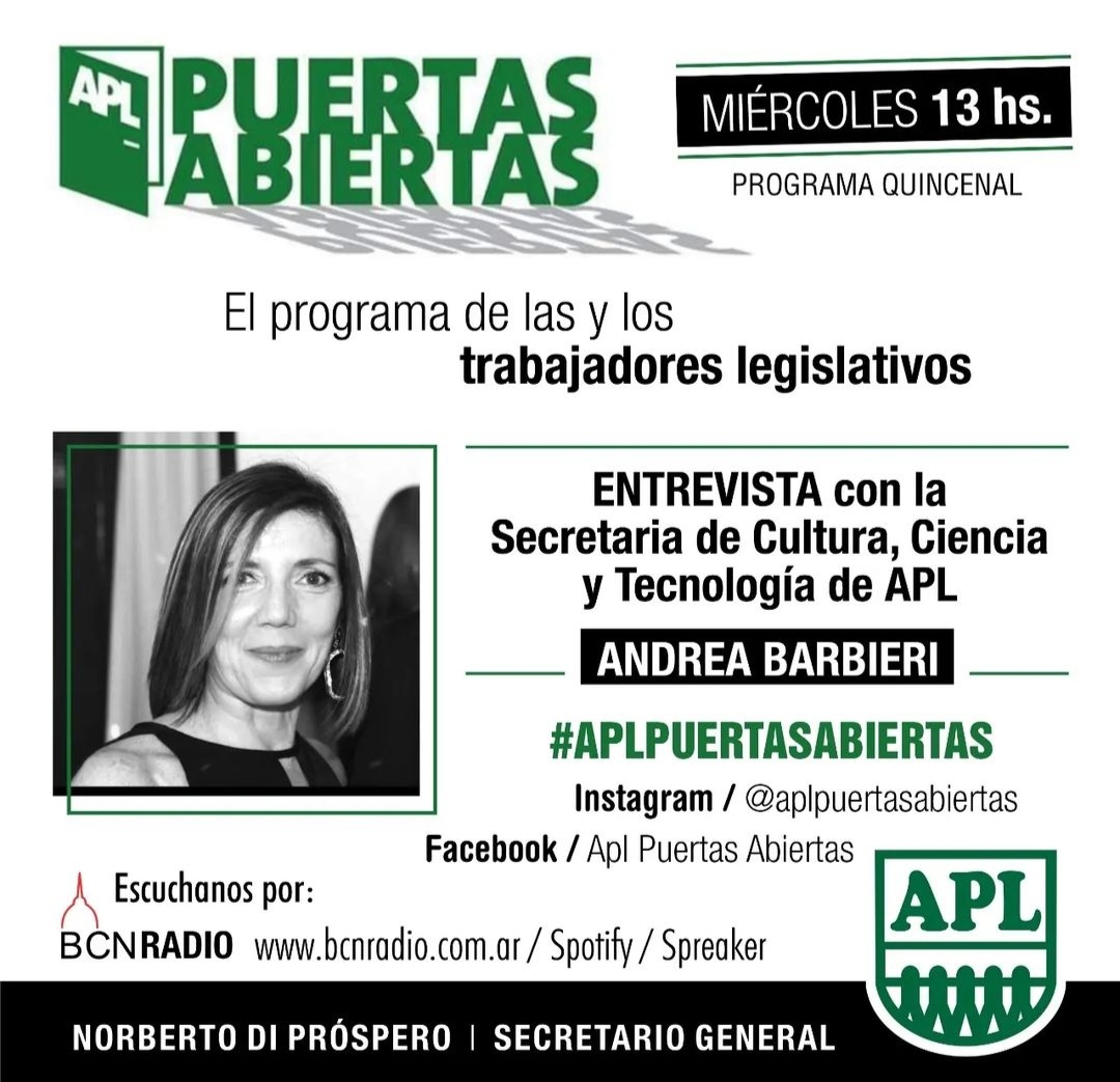 El programa que transmite la BCN Radio, con motivo de la celebración del Día del Legislativo, entrevistó a la Secretaria de Cultura, Ciencia y Tecnología de APL, Andrea Barbieri.
👇
instagram.com/p/CkvyZgAuGaD/…