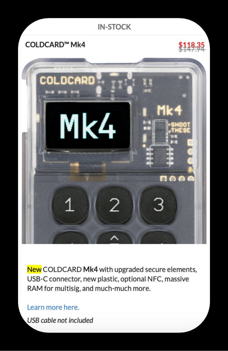 Up to 25% off our Bitcoin security and fun devices for the next 72 hours only: store.coinkite.com