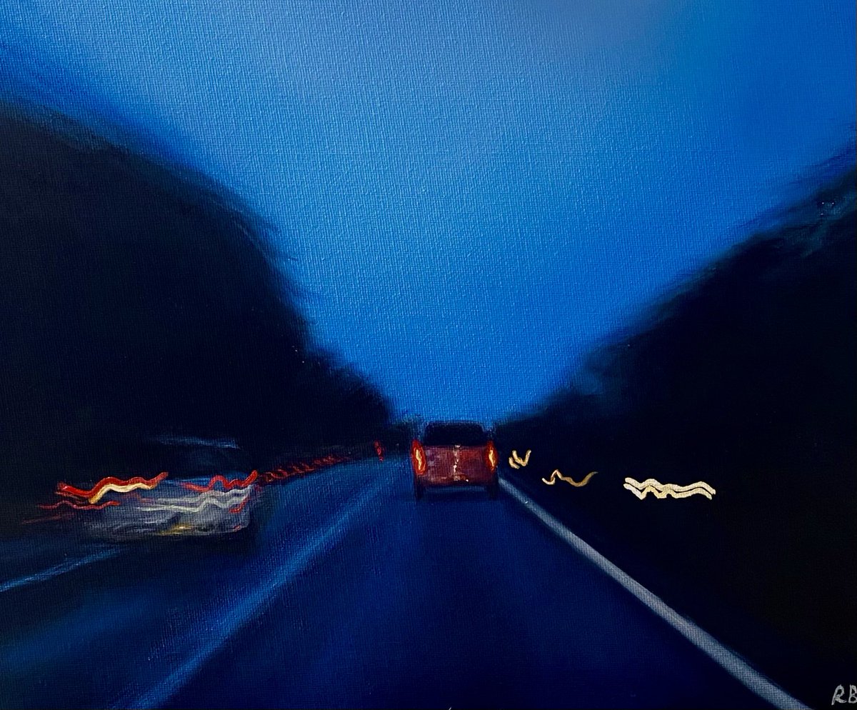 My oil painting of crying whilst driving