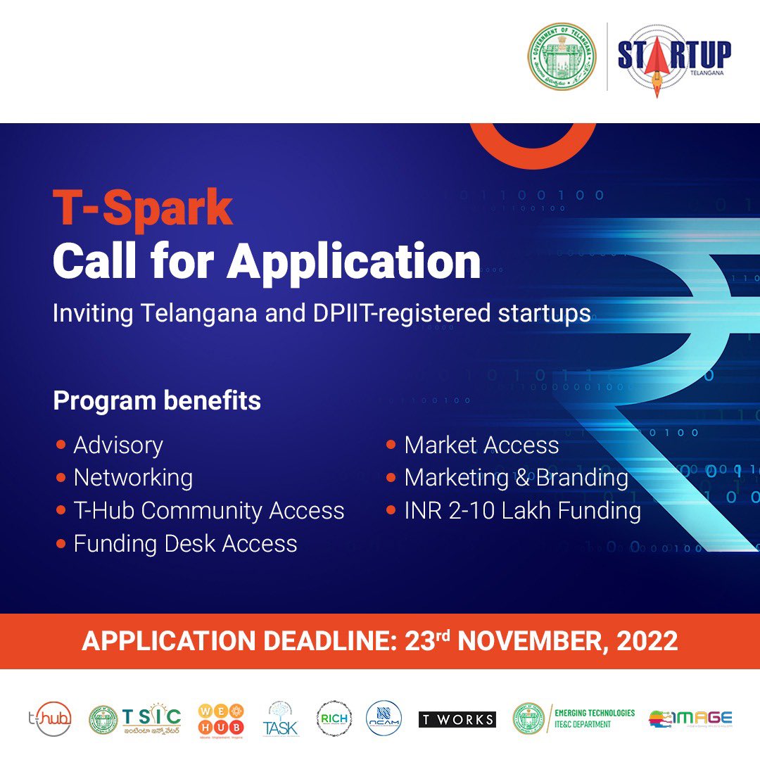 Startup Telangana (@startup_ts) on Twitter photo Calling all the #Telangana-based #startups to register for T-Spark.
Leverage the support, from Telangana’s Innovation Ecosystem, from Advisory to Community-connect and Market-access to funding support.
Register now at bit.ly/T-Spark
@KTRTRS <a href="/jayesh_ranjan/">Jayesh Ranjan</a> Calling all the #Telangana-based #startups to register for T-Spark.
Leverage the support, from Telangana’s Innovation Ecosystem, from Advisory to Community-connect and Market-access to funding support.
Register now at bit.ly/T-Spark
@KTRTRS <a href="/jayesh_ranjan/">Jayesh Ranjan</a>