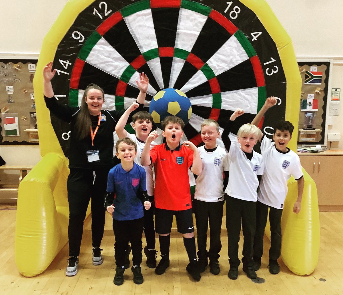 ⚽️ WORLD CUP FEVER is well and truly underway! 

I was lucky enough to be asked to help <a href="/abbotsgreen/">Abbots Green</a> kick off their World Cup Week on Monday.

It was amazing to see so many children of all different ages, abilities and gender having so much fun on our inflatable dartboard!