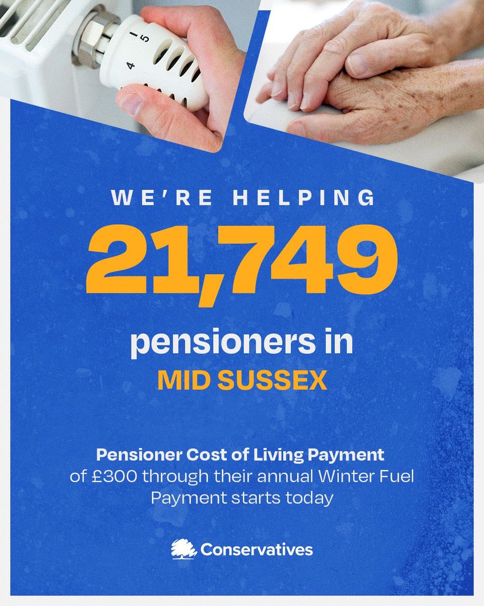 Over 21,000 pensioners in Mid Sussex will receive additional cost of living support from today