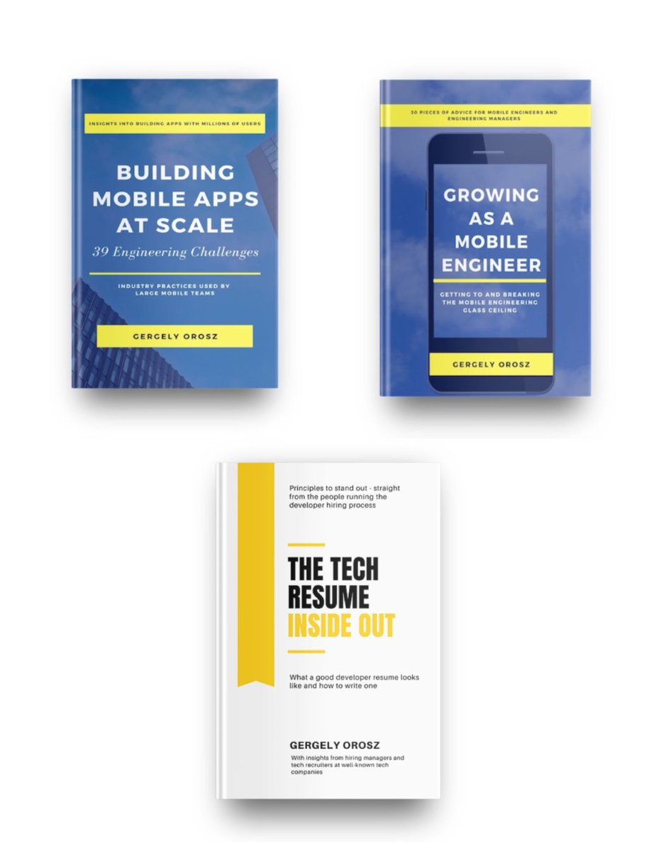GergelyOrosz's tweet photo. All my books are 50% off for Black Friday! Use the discount code BLACKFRIDAY. The books are:

Building Mobile Apps at Scale

Growing as a Mobile Engineer

The Tech Resume Inside Out (note: free for those in tech without a job)

Get them here: https://t.co/IIoYK5mh83 https://t.co/ND7WqX3WYm