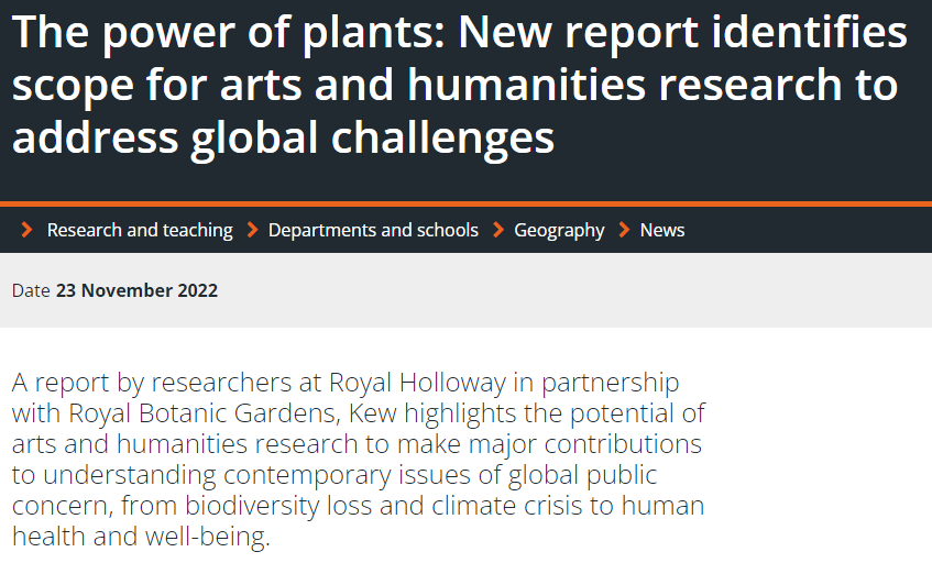 Economicbotany's tweet photo. Out! A thought-provoking road map for 🌻Plant Humanities 🫂 for @ahrcpress  from @RHGeoHumanities @KewScience. Led by Felix Driver &amp; @CarolineCornis1, thanks also to 63 interviewees! TL;DR Botanic gardens are an ideal site for #PlantHumanities https://t.co/SDvuseDBmx 1/3 https://t.co/7rfwCaR4Is