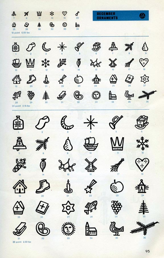 December ornaments from Amsterdam Type Foundry. We especially like the little clogs!