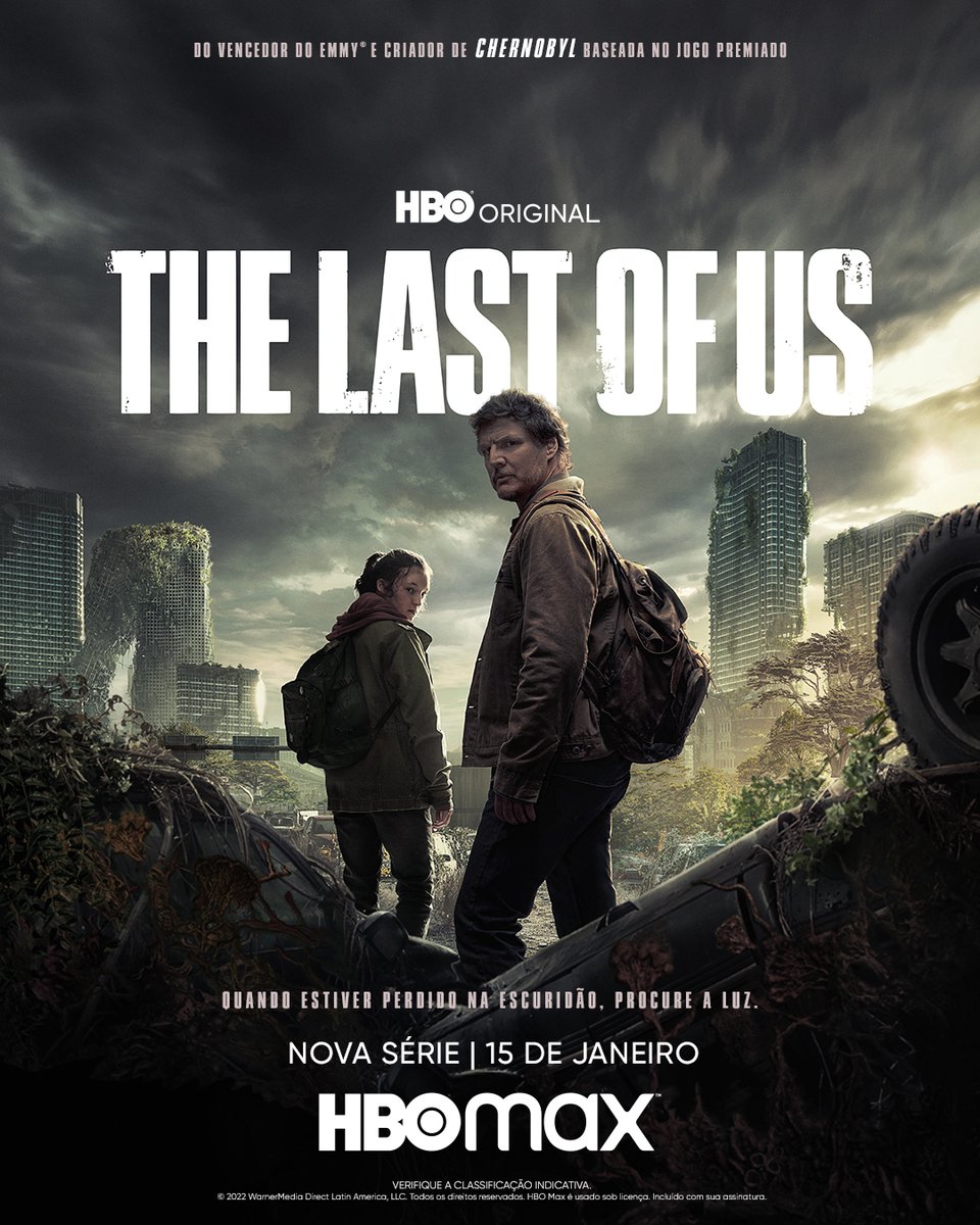 HBOMaxBrasil's tweet photo. Pedro Pascal é Joel. Bella Ramsey é Ellie. #TheLastOfUs estreia dia 15 de Janeiro na HBO e na HBO Max. https://t.co/qVaMEH0ni8
