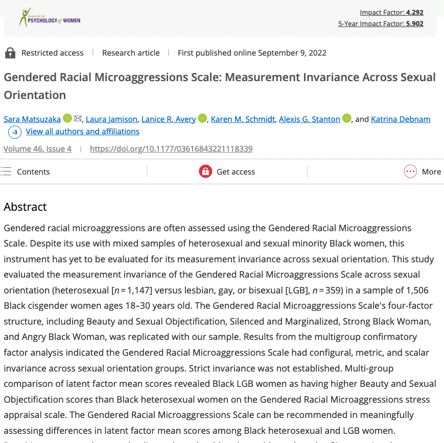 Youth-Nex (@youth_nex) on Twitter photo NEW #RESEARCH ALERT: @dr_neecie, <a href="/drdebnam/">Katrina Debnam, PhD MPH</a> & colleagues #publish new work on "#Gendered #Racial #Microaggressions Scale: #Measurement Invariance Across #SexualOrientation." Read more -> journals.sagepub.com/doi/full/10.11… NEW #RESEARCH ALERT: @dr_neecie, <a href="/drdebnam/">Katrina Debnam, PhD MPH</a> & colleagues #publish new work on "#Gendered #Racial #Microaggressions Scale: #Measurement Invariance Across #SexualOrientation." Read more -> journals.sagepub.com/doi/full/10.11…