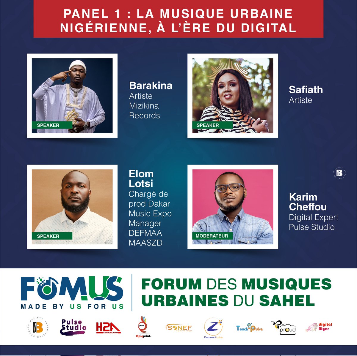 #FOMUS22

Nous vous avions promis du lourd 🔥 chose faite... Ce Samedi 26 Novembre au <a href="/leclassicocafe/">Le Classico Café</a> <a href="/safiathniger/">safia aminami</a> <a href="/BarakinaG/">Barakina Le Guide</a> et Elom Lotsi seront avec <a href="/ibhkarim/">Karim. ⴾⵔⵎ 🤖</a> pour parler #streaming #branding #music #socialmedia au Forum des Musiques Urbaines du Sahel 🎙️. #visitniger #TL227