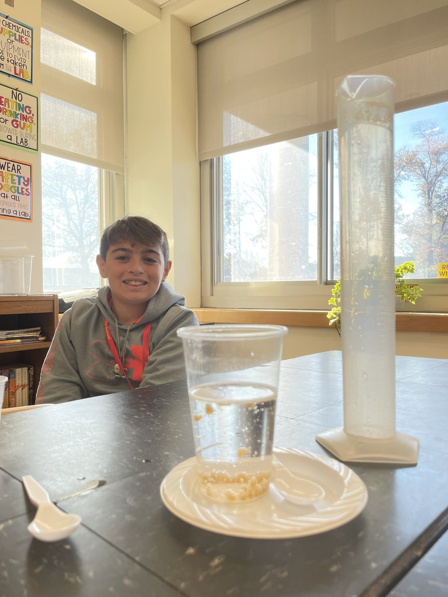 ScienceInRm165's tweet photo. Thanksgiving Experiment: Dancing Corn! I love when a lesson ties in multiple units. We reviewed Sci Method (last unit) practiced Sci Instruments (this unit) and previewed Chemistry (next unit) 🦃🌽🧪🧑🔬 #itscorn #chemicalreaction #reactant #product @ms_woodland @SawickiScience https://t.co/o8SDnltxlH