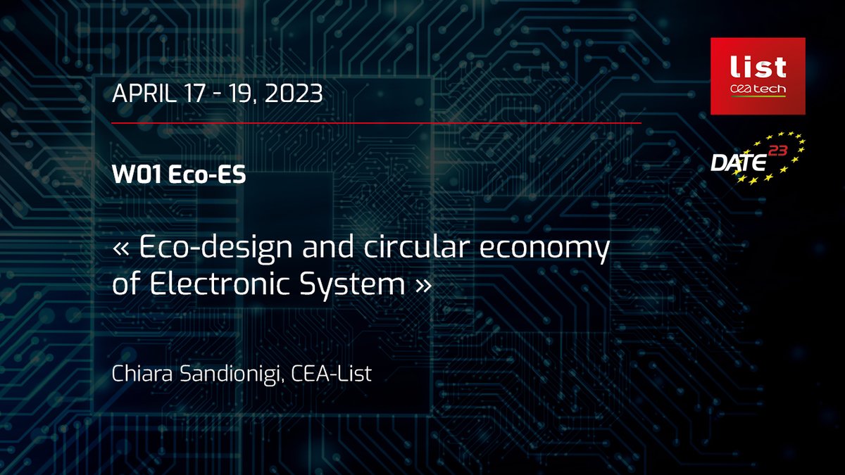CEA_List's tweet photo. [#EVENT] Frugality of electronic systems and heterogeneous #3D sensors: you have until December 5 to submit your abstrast for the workshops led by our researchers at the #DATE23 conference ! 

📅From April 17 to 19
📍Antwerp (Belgium)
👇See you in comments to participate https://t.co/MjaI7RiEzg