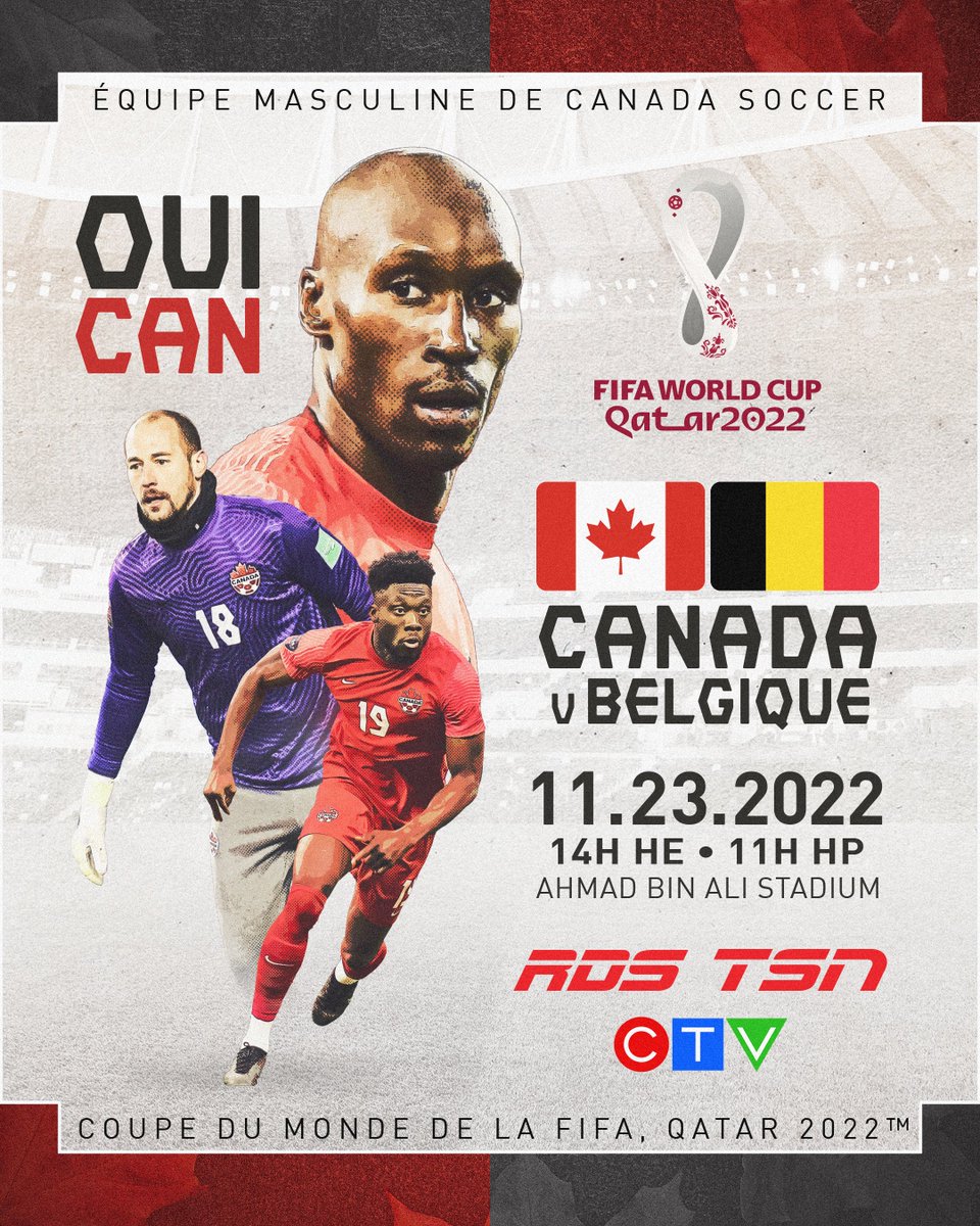 CanadaSoccerFR's tweet photo. Pour la première fois en 13 316 jours...

C'est JOUR DE MATCH à la @fifaworldcup_fr! 

#OuiCAN https://t.co/AJvAna1S7z