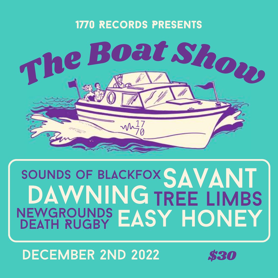 1770's Annual BOAT SHOW is back and this year we have an amazing line up of indie artists to sail through the Charleston Harbor while listening to! Tickets are only $30 for a 3 hour boat ride vibing with 6 amazing bands! Here's the link for tickets!
eventbrite.com/e/1770-records…
